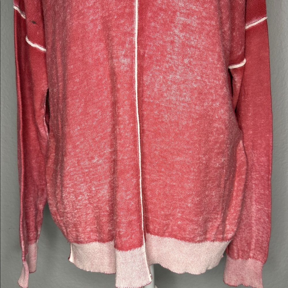 Sundance Salmon Pink Acid Wash Burnout Style V-Neck Knit Sweater Medium - Picture 8 of 12